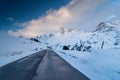 Road in the mountains, in winter time. Kaunertal, Tyrol, Austria, Europe. The Alps