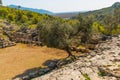 KAUNOS, DALYAN, TURKEY: View of the ruins of the Theatre in the ancient city of Kaunos.