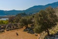 KAUNOS, DALYAN, TURKEY: View of the ruins of the Theatre in the ancient city of Kaunos.