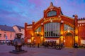 kauppahalli - Oulu Market Hall in Finland during sunset Royalty Free Stock Photo