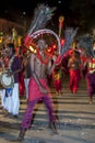 A Kavadi Dancer performs through the streets of Kandy during the Esala Perahera in Sri Lanka. Royalty Free Stock Photo