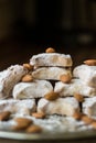 Kavala Cookie with Almonds from Greece in a Silver Tray. Royalty Free Stock Photo