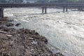 Kaveri river in full flow after water released from the Mettur dam (also known as Stanley Reservoir)
