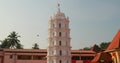 Kavlem, Phonda, Goa, India - February 20, 2020: People Walking Near Shree Shantadurga Mandir, Kavlem Temple. Famous