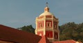 Kavlem, Phonda, Goa, India. Shree Shantadurga Mandir, Kavlem Temple. Famous Landmark And Popular Destination. White Lamp