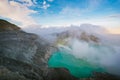 Kawa Ijen Volcano and lake in sunrise View at Indonesia