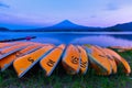 Kawaguchiko lake and Mount Fuji san after sunset Royalty Free Stock Photo