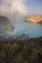 Kawah Ijen Crater at sunrise panoramic view, Indonesia.