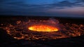 Kawah Ijen Volcano in Java, Indonesia at night. Generative AI