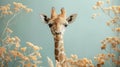 kawai Korean theme decoration, light brown, big empty space for text, hiring staff purpose, little small giraffe at corner, Royalty Free Stock Photo