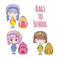 Bags to school with little kawaii girls.