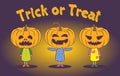 Trick or Treating Kids. Halloween Kids Costume Party. Royalty Free Stock Photo