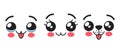 Kawaii Animal Face Emojis, Adorable And Expressive Cute Pets Like Cat Or Dog, Muzzles With Big Eyes, Sticking Tongues