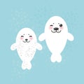 Kawaii animals on blue background. Vector Royalty Free Stock Photo