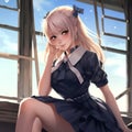 kawaii anime girl student character generative ai