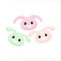 Kawaii Asian food cute Dango dessert with rabbit ears with three different colors with big eyes and emotions. Dango vector