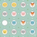 Kawaii Baby Animal Faces Nursery Pattern Royalty Free Stock Photo