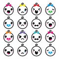 Kawaii baby boy and girl cute faces icons set Royalty Free Stock Photo