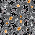 Kawaii background of Halloween-related objects and