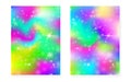 Kawaii background with rainbow princess gradient. Magic unicorn