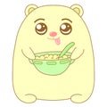 Kawaii bear with a plate with food image design, vector illustration