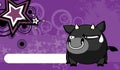 Grumpy kawaii black bull cartoon picture frame background