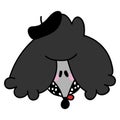 Kawaii black poodle dog vector clipart. Japanese style cute cartoon pedigree puppy with french beret.Adorable girly hand