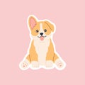 Kawaii breed corgi sitting sticker, funny little dog