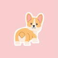 Kawaii breed corgi standing sticker, funny little dog