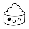 Kawaii cake vector linear illustration