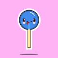 Kawaii candy lollipop character cartoon emoticon face icon.