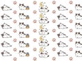 kawaii cartoon cat pattern and elements Royalty Free Stock Photo