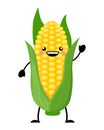 Kawaii cartoon corn vector illustration isolated on white backg Royalty Free Stock Photo