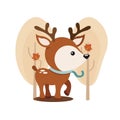 Kawaii cartoon of a deer Autumn season