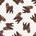 Kawaii cartoon doe deer seamless pattern. Cute doe animal flat color background. Childish hand drawn doodle style. For Royalty Free Stock Photo