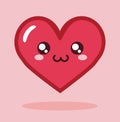 Kawaii Cartoon Heart Icon Vector