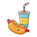 Kawaii cartoon hot dog soda Royalty Free Stock Photo