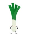 Kawaii cartoon leek vector illustration isolated on white backg