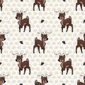 Kawaii cartoon stag deer with flower seamless pattern. Cute doe animal flat color background. Childish hand drawn doodle Royalty Free Stock Photo