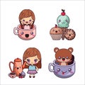 Kawaii cartoons icon set vector design Royalty Free Stock Photo