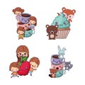 Kawaii cartoons icon set vector design Royalty Free Stock Photo