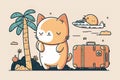 Kawaii cat cartoon, travel, (generated ai