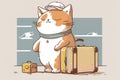 Travel kawaii cat cartoon, generated ai