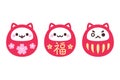 Kawaii cat Daruma dolls set