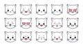 Kawaii cat emoji. Cute expression kitten head emoticon. Cartoon comic wonderful japanese characters. Anime crying or