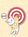 Kawaii cat and goal with arrow