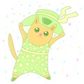 Kawaii cat wearing a hat image design, vector illustration