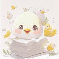 kawaii character baby chick white background illustration Royalty Free Stock Photo