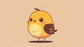 Kawaii chibi bird picture. Cartoon happy little drawn chicks