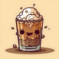 Kawaii chibi funny ice coffee drinks characters